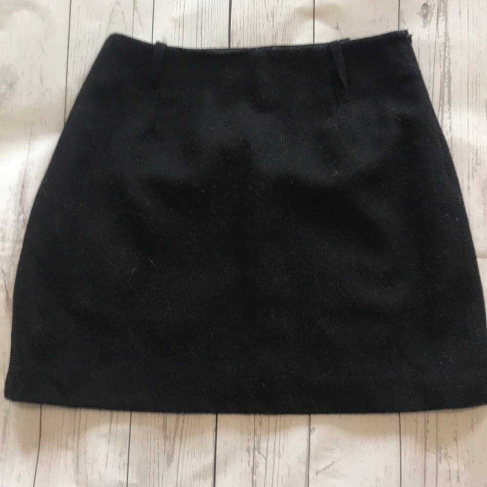 Black wool mini skirt